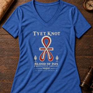 Tyet Knot Women's V-Neck Tee — heather true royal