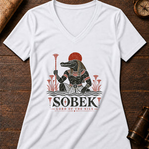 Sobek River Women's V-Neck Tee — solid white blend