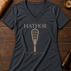 The Echo of Hathor Women's V-Neck Tee — dark grey heather