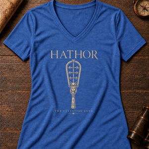 The Echo of Hathor Women's V-Neck Tee — heather true royal