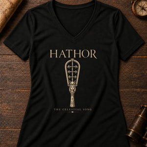 The Echo of Hathor Women's V-Neck Tee — solid black blend