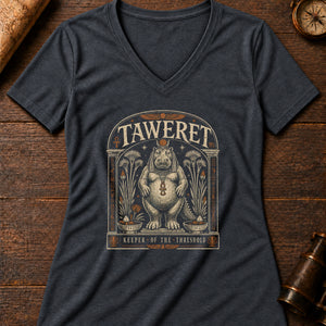 Taweret Threshold Women's V-Neck Tee — dark grey heather