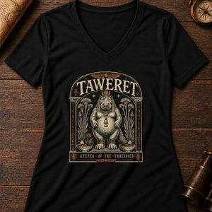 Taweret Threshold Women's V-Neck Tee — solid black blend