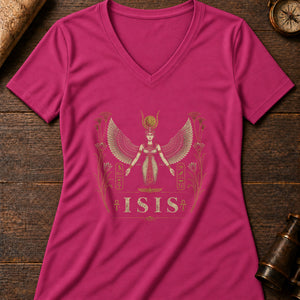 Isis Winged Embrace Women's V-Neck Tee — berry