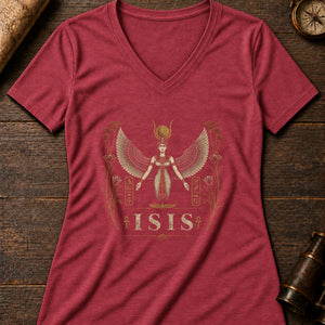 Isis Winged Embrace Women's V-Neck Tee — heather red