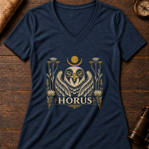 Horus Falcon Sky Women's V-Neck Tee — heather navy