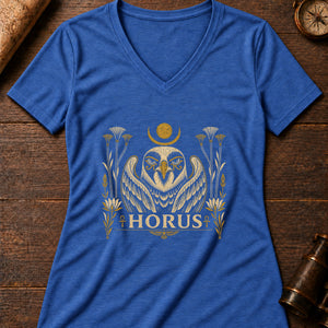 Horus Falcon Sky Women's V-Neck Tee — heather true royal