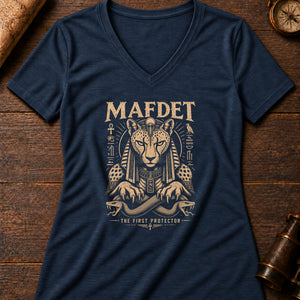 Mafdet The Protector Women's V-Neck Tee — heather navy