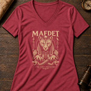 Mafdet The Protector Women's V-Neck Tee — heather red