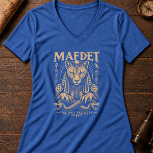 Mafdet The Protector Women's V-Neck Tee — heather true royal