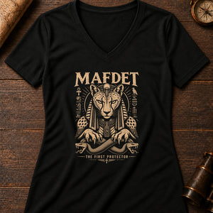 Mafdet The Protector Women's V-Neck Tee — solid black blend
