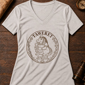 Taweret The Guardian Women's V-Neck Tee — heather dust