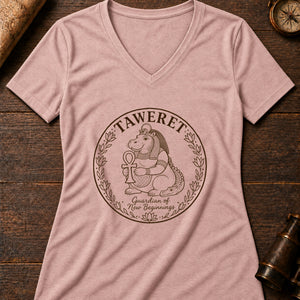 Taweret The Guardian Women's V-Neck Tee — heather peach
