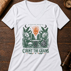 Soucouyant Flame Women's V-Neck Tee — solid white blend