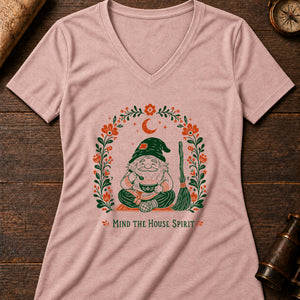 Little Domovoi Hearth Women's V-Neck Tee — heather peach