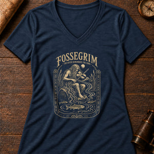 Fossegrim Fiddle Women's V-Neck Tee — heather navy