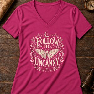 Follow The Uncanny Women's V-Neck Tee — berry