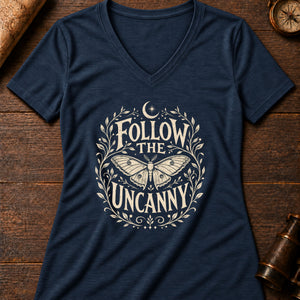 Follow The Uncanny Women's V-Neck Tee — heather navy