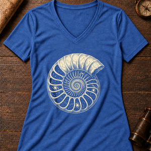 Ammonite Star Chart Women's V-Neck Tee — heather true royal
