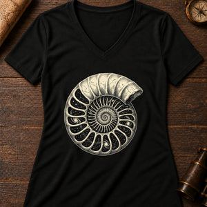 Ammonite Star Chart Women's V-Neck Tee — solid black blend