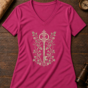 The Hedge Maze Key Women's V-Neck Tee — berry