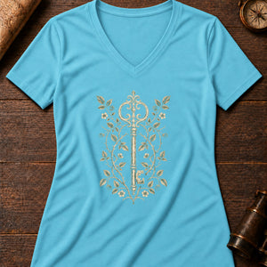 The Hedge Maze Key Women's V-Neck Tee — turquoise