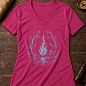 Will-o'-the-Wisp Women's V-Neck Tee — berry