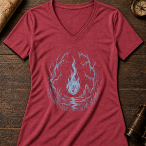 Will-o'-the-Wisp Women's V-Neck Tee — heather red