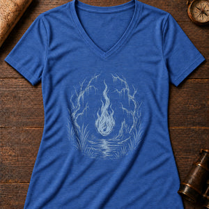 Will-o'-the-Wisp Women's V-Neck Tee — heather true royal