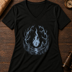 Will-o'-the-Wisp Women's V-Neck Tee — solid black blend