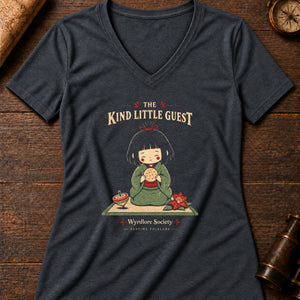 Zashiki Warashi Guest Women's V-Neck Tee — dark grey heather
