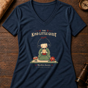 Zashiki Warashi Guest Women's V-Neck Tee — heather navy
