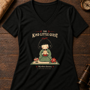 Zashiki Warashi Guest Women's V-Neck Tee — solid black blend