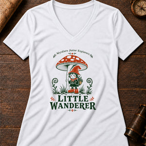 Duende Mushroom Cap Women's V-Neck Tee — solid white blend