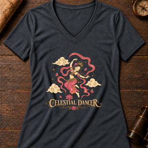 Apsara Cloud Dance Women's V-Neck Tee — dark grey heather