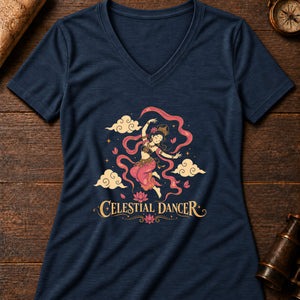 Apsara Cloud Dance Women's V-Neck Tee — heather navy