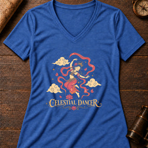 Apsara Cloud Dance Women's V-Neck Tee — heather true royal