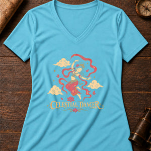 Apsara Cloud Dance Women's V-Neck Tee — turquoise