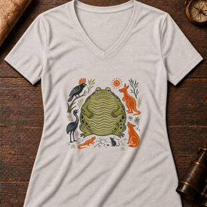 Tiddalik Frog Women's V-Neck Tee — heather dust