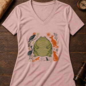 Tiddalik Frog Women's V-Neck Tee — heather peach