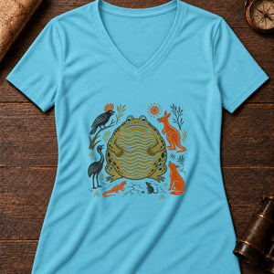 Tiddalik Frog Women's V-Neck Tee — turquoise