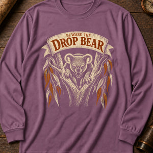 Drop Bear Warning Long Sleeve Shirt — Berry
