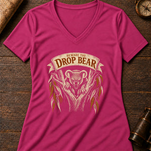 Drop Bear Warning Women's V-Neck Tee — berry
