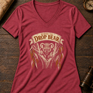 Drop Bear Warning Women's V-Neck Tee — heather red