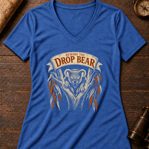 Drop Bear Warning Women's V-Neck Tee — heather true royal