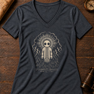 Wandjina Cloud Women's V-Neck Tee — dark grey heather