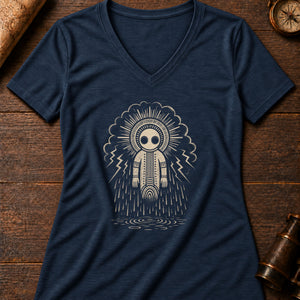 Wandjina Cloud Women's V-Neck Tee — heather navy