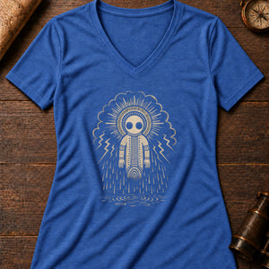 Wandjina Cloud Women's V-Neck Tee — heather true royal