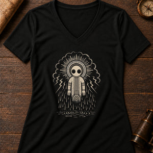 Wandjina Cloud Women's V-Neck Tee — solid black blend