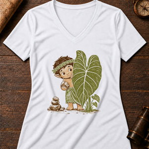 Little Menehune Women's V-Neck Tee — solid white blend